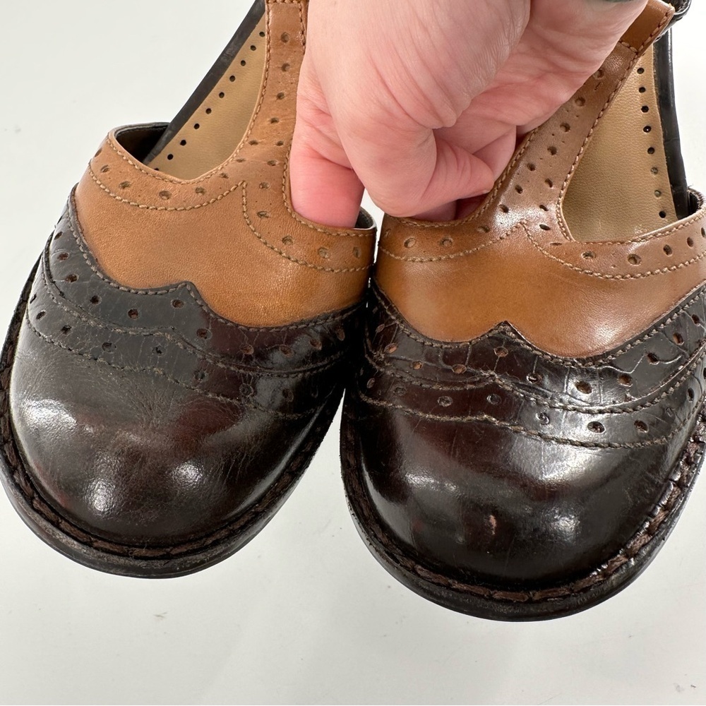 Nine West heels size 9 brown tan leather brogue vintage steampunk y2k 2000s - Picture 11 of 15